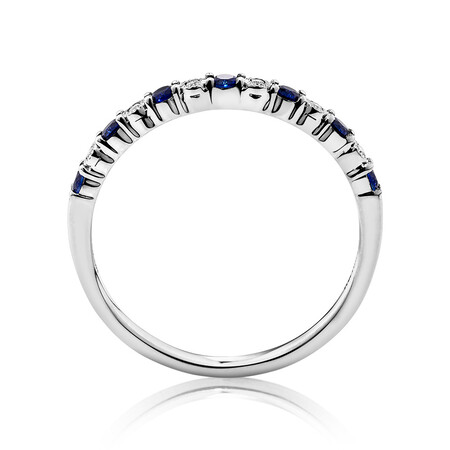 Stacker Ring with Laboratory Created Sapphire & Natural Diamonds in Sterling Silver Stacker Ring with Laboratory Created Sapphire & Natural Diamonds in Sterling Silver