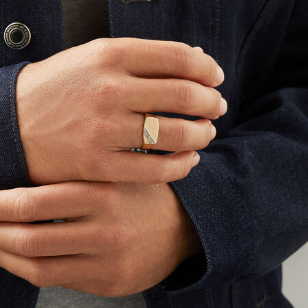 Men's Ring with 0.10 Carat TW of Diamonds In 10kt Yellow Gold Men's Ring with 0.10 Carat TW of Diamonds In 10kt Yellow Gold