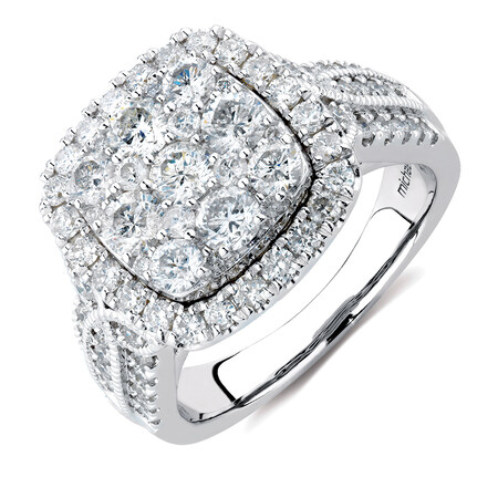 Ring with 2 Carat TW of Diamonds in 10ct White Gold Ring with 2 Carat TW of Diamonds in 10ct White Gold