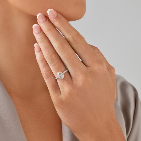 Sir Michael Hill Designer Halo Oval Engagement Ring with 1.35 Carat TW of Diamonds in 18ct White Gold Sir Michael Hill Designer Halo Oval Engagement Ring with 1.35 Carat TW of Diamonds in 18ct White Gold