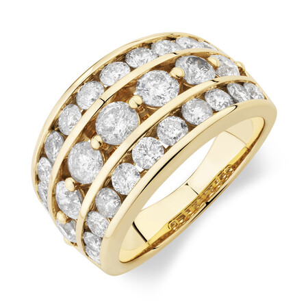Three Row Ring with 3 Carat TW of Diamond in 10kt Yellow Gold Three Row Ring with 3 Carat TW of Diamond in 10kt Yellow Gold