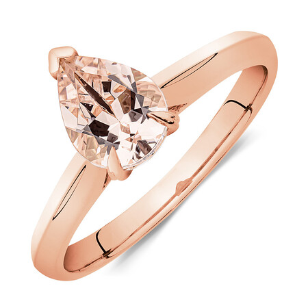 Pear Ring with Morganite in 10kt Rose Gold