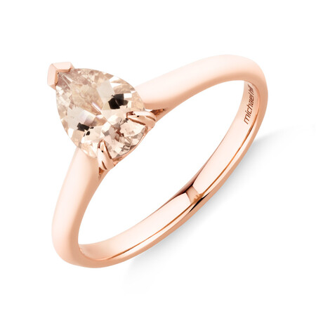 Pear Ring with Morganite in 10kt Rose Gold Pear Ring with Morganite in 10kt Rose Gold