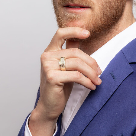 Men's Ring with 0.45 Carat TW of Diamonds in 10ct Yellow Gold Men's Ring with 0.45 Carat TW of Diamonds in 10ct Yellow Gold