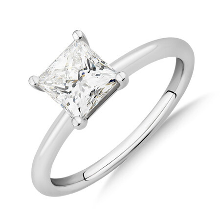 Laboratory-Created 1.25 Carat Princess Cut Diamond Ring In 14ct White Gold Laboratory-Created 1.25 Carat Princess Cut Diamond Ring In 14ct White Gold