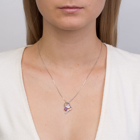Pendant with Amethyst & Diamond in Sterling Silver Pendant with Amethyst & Diamond in Sterling Silver