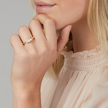 Three Stone Engagement Ring with 0.50 Carat TW of Diamonds in 10ct Yellow Gold Three Stone Engagement Ring with 0.50 Carat TW of Diamonds in 10ct Yellow Gold