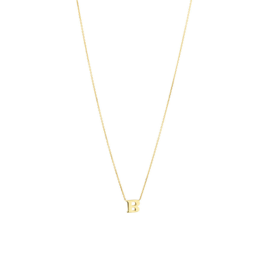 "B" Initial Necklace in 10ct Yellow Gold