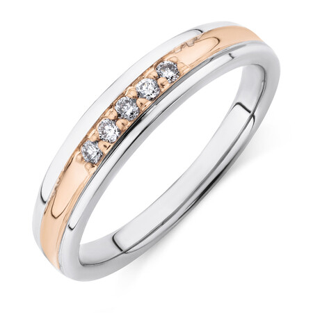 Ring with Diamonds in 10kt White & Rose Gold Ring with Diamonds in 10kt White & Rose Gold