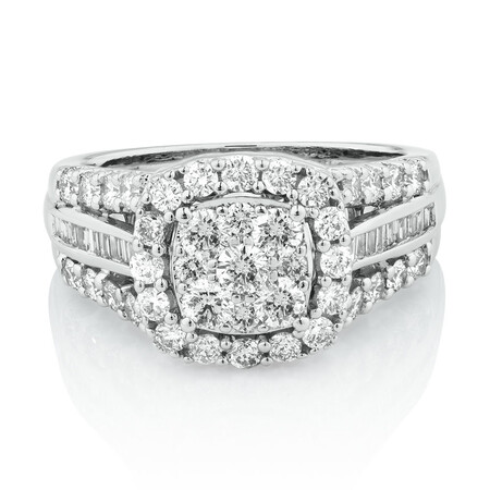 Engagement Ring with 1 1/2 Carat TW of Diamonds in 10ct White Gold Engagement Ring with 1 1/2 Carat TW of Diamonds in 10ct White Gold