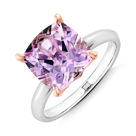 Ring with Rose Amethyst in Sterling Silver & 10kt Rose Gold Ring with Rose Amethyst in Sterling Silver & 10kt Rose Gold