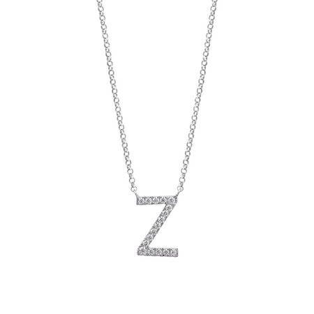 Z Initial Necklace with 0.10 Carat TW of Diamonds in 10kt White Gold Z Initial Necklace with 0.10 Carat TW of Diamonds in 10kt White Gold