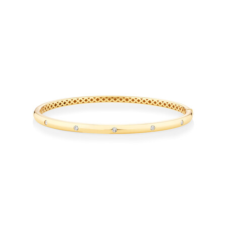 Hammer Set Bangle With 0.15 Carat TW Diamonds In 10kt Yellow Gold Hammer Set Bangle With 0.15 Carat TW Diamonds In 10kt Yellow Gold