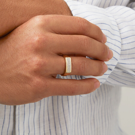 Men's Ring with 0.15 Carat TW of Diamonds In 10kt Yellow Gold Men's Ring with 0.15 Carat TW of Diamonds In 10kt Yellow Gold