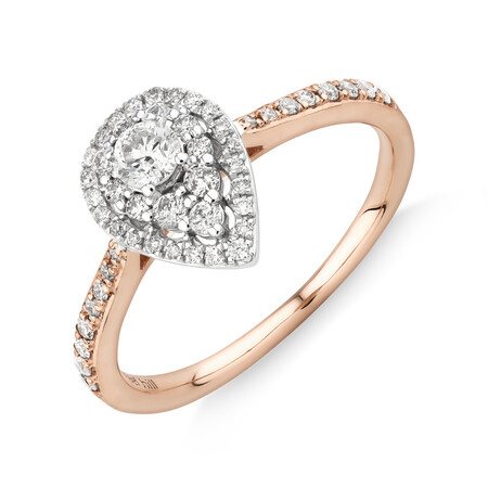 Evermore Halo Pear Engagement Ring with 0.45 Carat TW Diamonds in 10ct Rose & White Gold Evermore Halo Pear Engagement Ring with 0.45 Carat TW Diamonds in 10ct Rose & White Gold