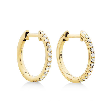 Pave Hoops with 0.15 Carat TW of Diamonds in 10kt Yellow Gold Pave Hoops with 0.15 Carat TW of Diamonds in 10kt Yellow Gold