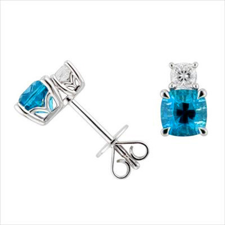 Earrings with Natural Blue Topaz & 0.24 Carat TW of Diamonds in 10ct White Gold Earrings with Natural Blue Topaz & 0.24 Carat TW of Diamonds in 10ct White Gold