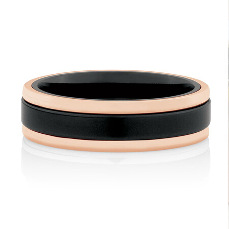 7mm Ring in 10kt Rose Gold & Black Titanium 7mm Ring in 10kt Rose Gold & Black Titanium
