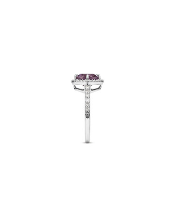 Halo Ring with Amethyst & 0.34 Carat TW of Diamonds in 10kt White Gold Halo Ring with Amethyst & 0.34 Carat TW of Diamonds in 10kt White Gold