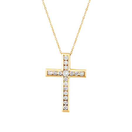 Cross Pendant With 1/2 Carat TW of Diamonds in 10kt Yellow Gold Cross Pendant With 1/2 Carat TW of Diamonds in 10kt Yellow Gold