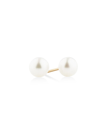 Stud Earrings with 6mm Round Cultured Freshwater Pearl in 10kt Yellow Gold Stud Earrings with 6mm Round Cultured Freshwater Pearl in 10kt Yellow Gold