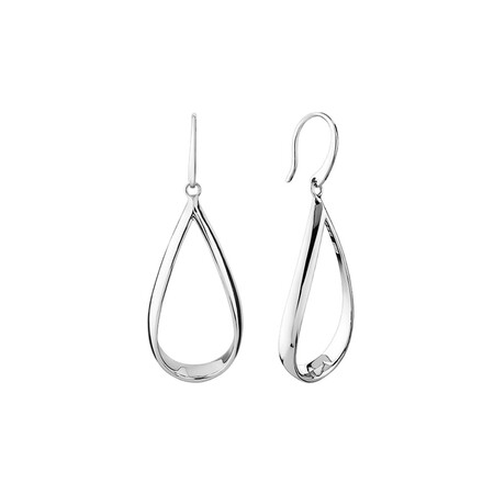 Sculpture Ribbon Hook Earrings in Sterling Silver Sculpture Ribbon Hook Earrings in Sterling Silver
