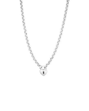 45cm (18") 5mm-5.5mm Width Heart Padlock Belcher Necklace in Sterling Silver 45cm (18") 5mm-5.5mm Width Heart Padlock Belcher Necklace in Sterling Silver