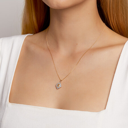 Pendant with Morganite & 0.50 Carat TW Of Diamonds in 10ct Rose Gold Pendant with Morganite & 0.50 Carat TW Of Diamonds in 10ct Rose Gold