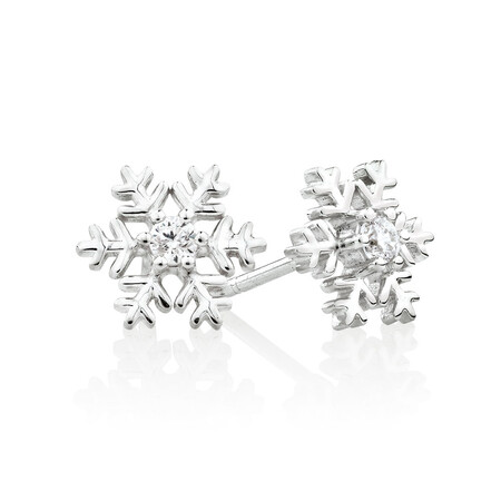 Snowflake Stud Earrings with Cubic Zirconia in Sterling Silver Snowflake Stud Earrings with Cubic Zirconia in Sterling Silver