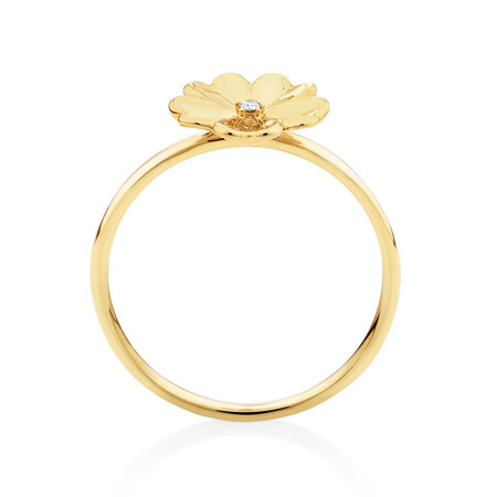 Flower Ring with Diamond in 10ct Yellow Gold Flower Ring with Diamond in 10ct Yellow Gold
