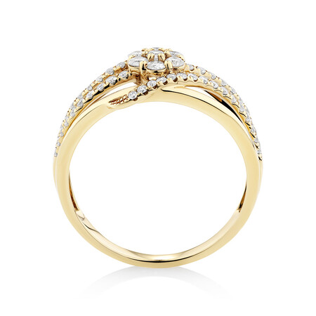 Cluster Twist Ring With 0.50 Carat TW of Diamonds In 10ct Yellow Gold Cluster Twist Ring With 0.50 Carat TW of Diamonds In 10ct Yellow Gold