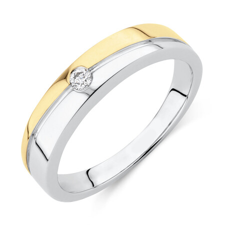 Ring with Diamond in 10kt White & Yellow Gold Ring with Diamond in 10kt White & Yellow Gold