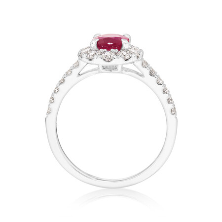 Halo Ring with Ruby & 0.80 Carat TW of Diamonds in 14kt White Gold Halo Ring with Ruby & 0.80 Carat TW of Diamonds in 14kt White Gold