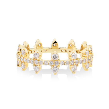 Two Row Zipper Ring with 1 Carat TW of Diamonds in 10ct Yellow Gold Two Row Zipper Ring with 1 Carat TW of Diamonds in 10ct Yellow Gold