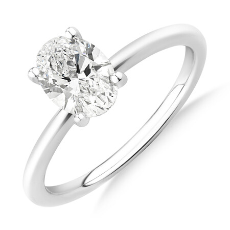 1 Carat Oval Laboratory-Created Diamond Ring in 14kt White Gold