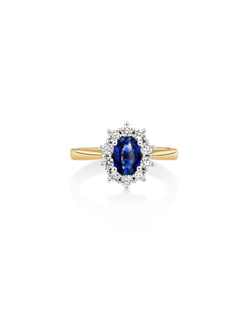 Ring with Sapphire & 1/2 Carat TW of Diamonds in 14kt Yellow & White Gold Ring with Sapphire & 1/2 Carat TW of Diamonds in 14kt Yellow & White Gold