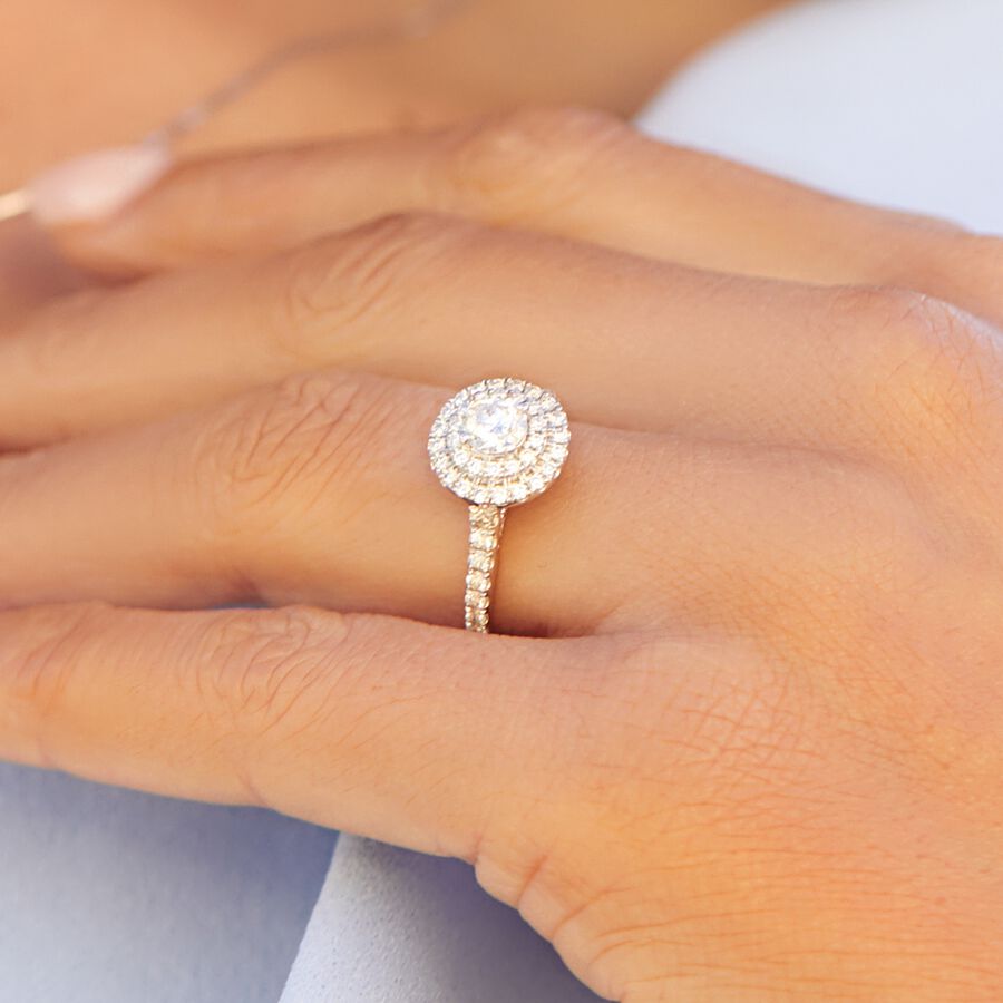 Sir Michael Hill Designer Double Halo Engagement Ring with 1 1/5 Carat