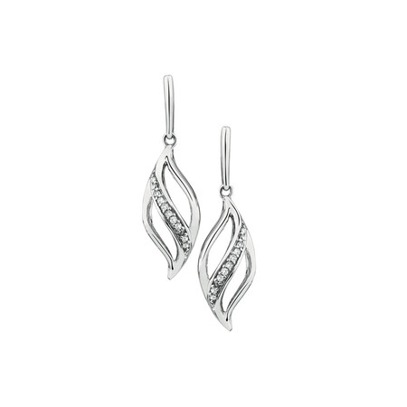 Drop Earrings with Diamonds in Sterling Silver