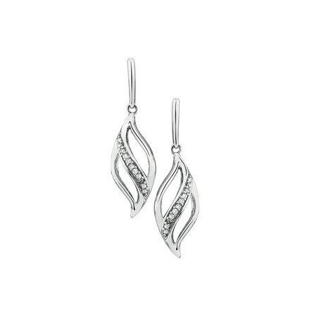 Drop Earrings with Diamonds in Sterling Silver Drop Earrings with Diamonds in Sterling Silver
