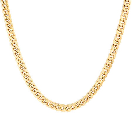 45cm (18”) 6.7mm Width Hollow Miami Curb Chain in 10kt Yellow Gold