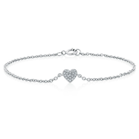 Heart Pave Bracelet with Diamonds in Sterling Silver Heart Pave Bracelet with Diamonds in Sterling Silver