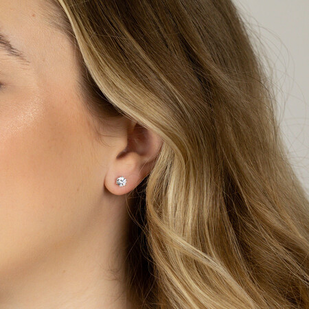 Stud Earrings with Cubic Zirconia in Sterling Silver Stud Earrings with Cubic Zirconia in Sterling Silver