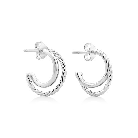 18mm Twist Huggie Earring in Sterling Silver 18mm Twist Huggie Earring in Sterling Silver