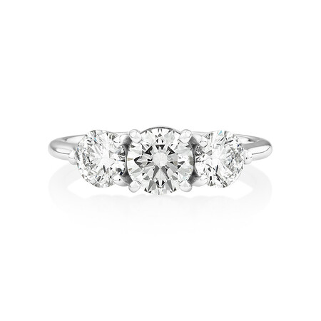 Laboratory-Created 1.70 Carat Oval Three Stone Diamond Ring In 14ct White Gold Laboratory-Created 1.70 Carat Oval Three Stone Diamond Ring In 14ct White Gold