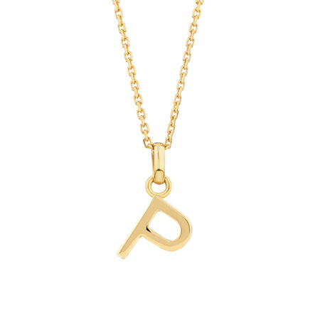 "P" Initial Pendant with Chain in 10kt Yellow Gold "P" Initial Pendant with Chain in 10kt Yellow Gold