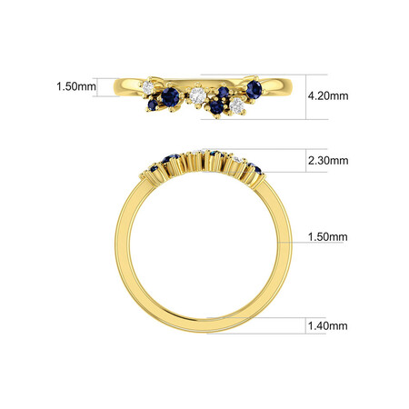Ring with Created Blue Sapphire & Diamonds in 10ct Yellow Gold Ring with Created Blue Sapphire & Diamonds in 10ct Yellow Gold
