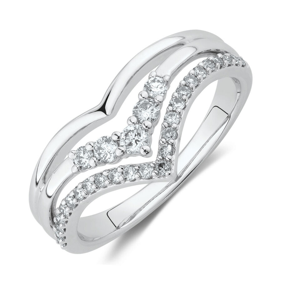 Chevron Ring with 0.34 Carat TW of Diamonds in 10ct White Gold