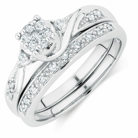 Promises of Love Bridal Set with 1/4 Carat TW of Diamonds in 10kt White Gold