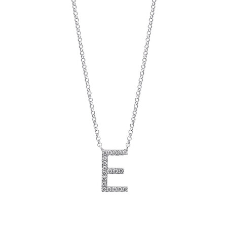 E' Initial necklace with 0.10 Carat TW of Diamonds in 10ct White Gold E' Initial necklace with 0.10 Carat TW of Diamonds in 10ct White Gold