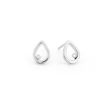 Pear Earrings with Diamonds in 10ct White Gold